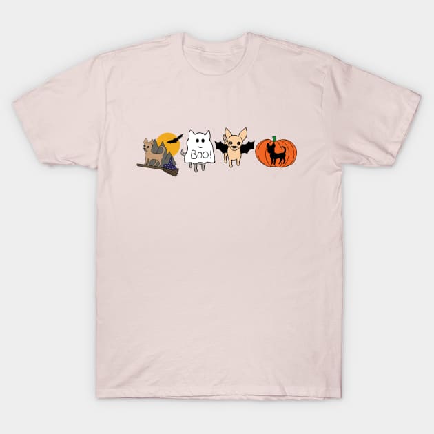 Pink Halloween Chihuahuas - smooth coat chihuahuas - Halloween chihuahuas tee T-Shirt by bettyretro